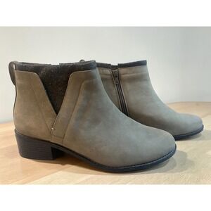 Vionic Joslyn Ankle Boots Weather Resistant Leather Grey Womens 10 NWOT